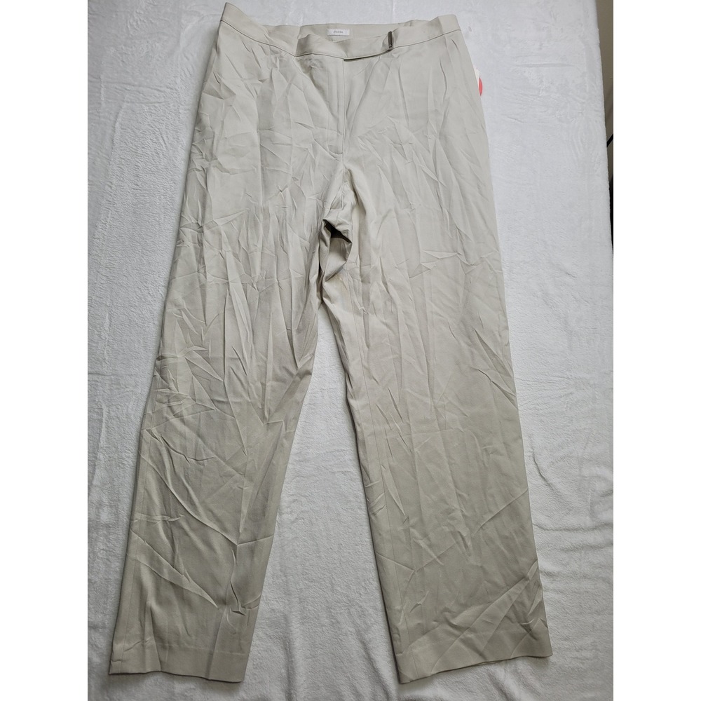 NWT Liz Claiborne Anissa Dress Pants Women 16 Beige Straight Leg Cotton Stretch